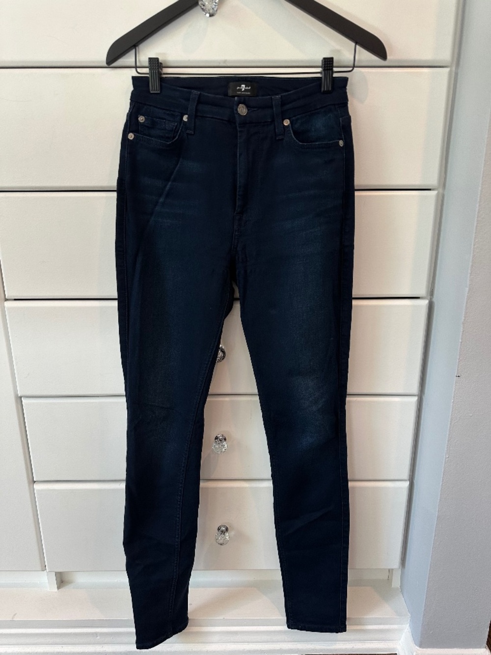 7 For All Mankind Dark Indigo High-Waist Skinny Jeans Women's Size 26